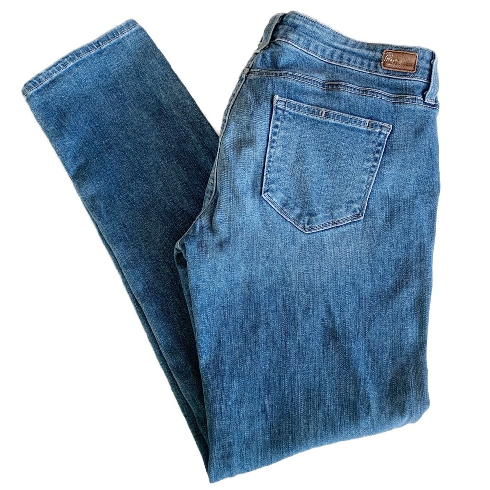 Paige Boyfriend Canyon Distressed Blue Jeans Size 28